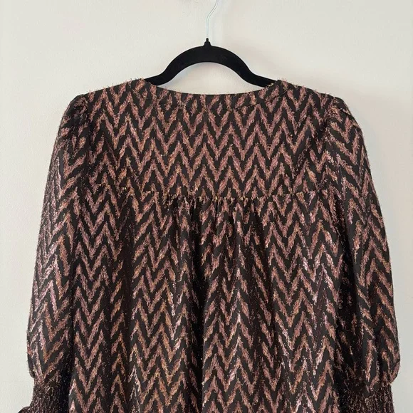 Pomander Place Metallic Ikat Kenzo Dress Mini Flutter Smocked Ruffle Tuckernuck - Picture 6 of 7